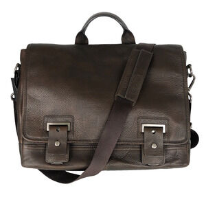 NWT BANANA REPUBLIC Leather Messenger Crossbody Laptop Bag 15x12x5 Brown NEW